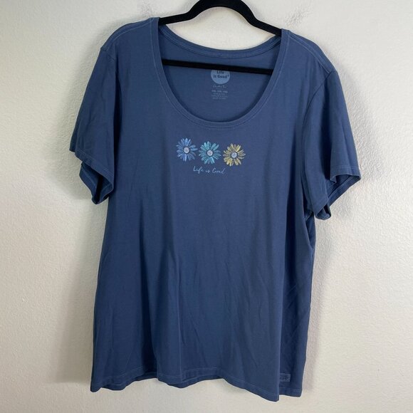 Life Is Good Womens Plus XXL Floral Daisy Crusher Tee Classic Fit T Shirt Top - Picture 2 of 9
